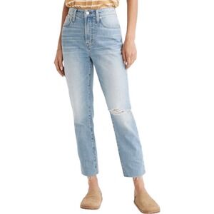Madewell Women's Curvy Perfect Vintage Jean Light Wash Denim Distressed Size 31T